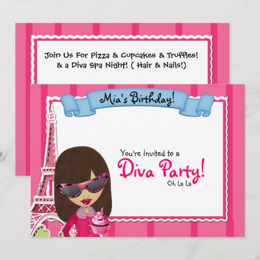 ディバ誕生日 招待状 (正面/裏面)