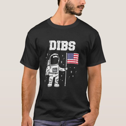 ディブスムーン宇宙飛行士アメリカ国旗のおもしろい4日Ju Tシャツ (正面)