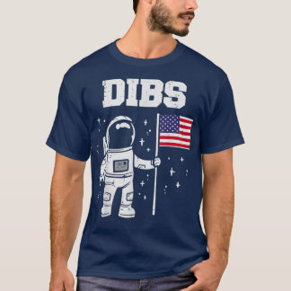 ディブスムーン宇宙飛行士アメリカ国旗 Tシャツ