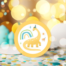 ディプロドクス恐竜の誕生日パーティーの好意 ラウンドシール