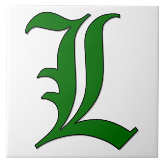 ディプロマ文字L (緑のモノグラムタイル) タイル (正面)