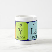 ディランの周期表の名前のマグ コーヒーマグカップ (中央)