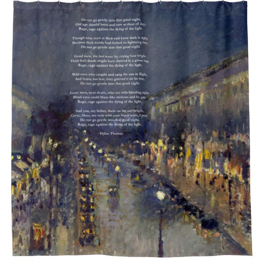 ディラン・トーマスの優しい詩に行くな シャワーカーテン (正面)