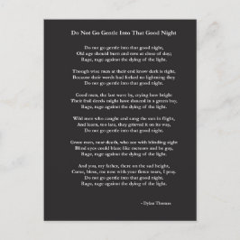 ディラン・トーマスの優しい詩に行くな ポストカード