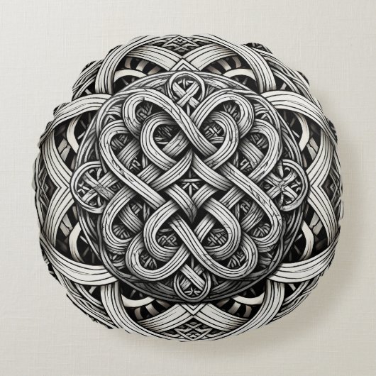 ディリエルテシュワルツ – ヴァイサー・ケルティシュエ・ノテン0001 ラウンドクッション (正面)