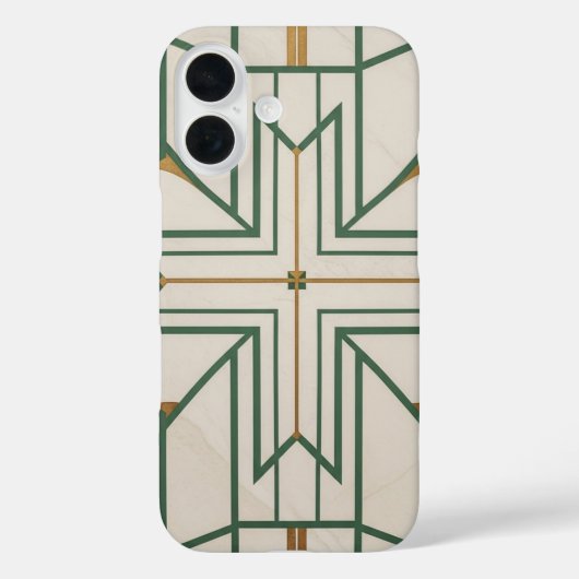 ディルエレガントグリーン幾何学模様iPhone 16ケース | クレア Case-Mate iPhoneケース (裏面)