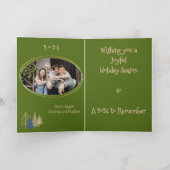 ディルグリーンピンク&金ゴールドクリスマスツリー 箔グリーティングカード (内側レイダウン)