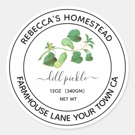ディルピクルのヴィンテージ風缶詰ラベル ラウンドシール (正面)