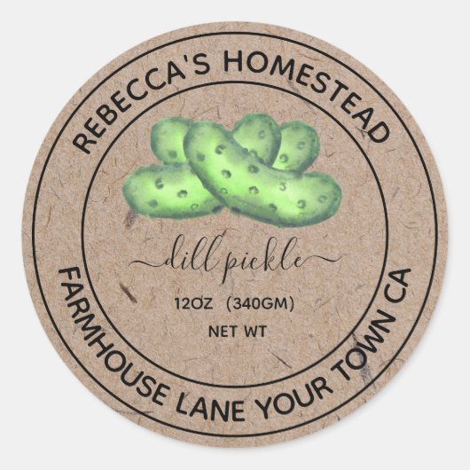 ディルピクルス クラフト紙 缶詰ラベル ラウンドシール (正面)