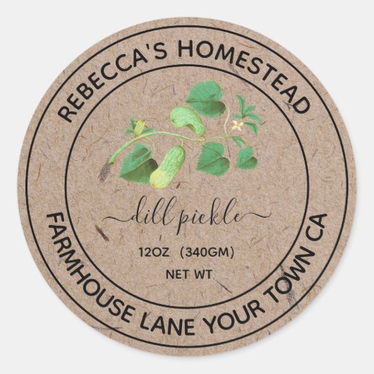 ディルピッククラフト紙キャニングジャールラベル ラウンドシール (正面)