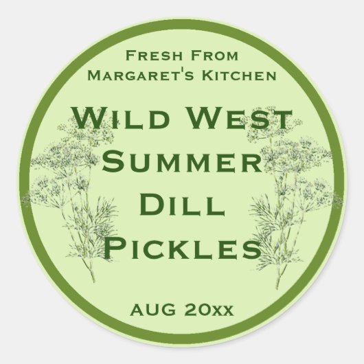 ディルフラワー葉と漬物ラベル ラウンドシール (正面)