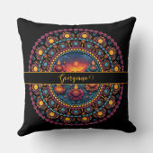 ディワパーソナライズされたリカラフルフェスティバルマンダラ クッション (裏面)