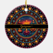 ディワパーソナライズされたリカラフルフェスティバルマンダラ セラミックオーナメント (裏面)