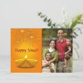 ディワリおめでとう、ゴールドキャンドル、 花火、 フォトカード シーズンカード (スタンド正面)