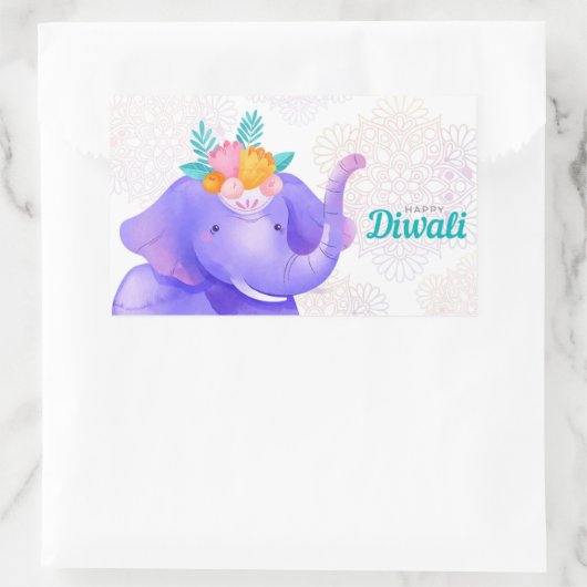 ディワリおめでとう 長方形シール (バッグ)