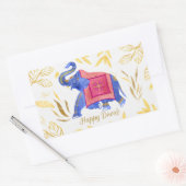 ディワリおめでとう 長方形シール (封筒)