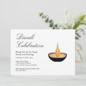 ディワリお祝いピンク金ゴールドグリッターディヤフレイムイン 招待状 (スタンド正面)