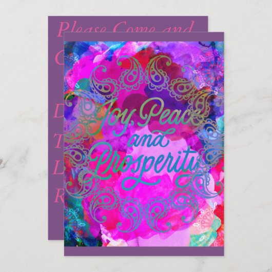 ディワリお祝い 招待状 (正面/裏面)