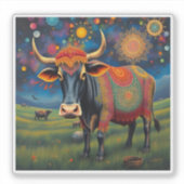 ディワリに変装したフェスティバルの聖なる牛 シール (正面)