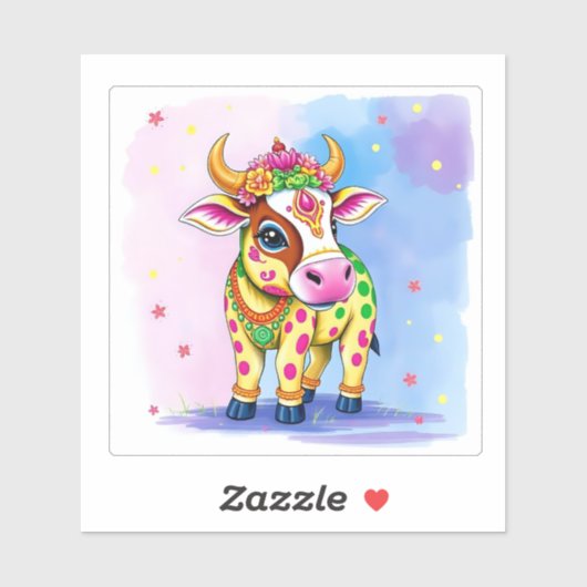 ディワリに変装したフェスティバルの聖なる牛 シール (シート)