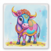 ディワリに変装したフェスティバルの聖なる牛 シール (正面)