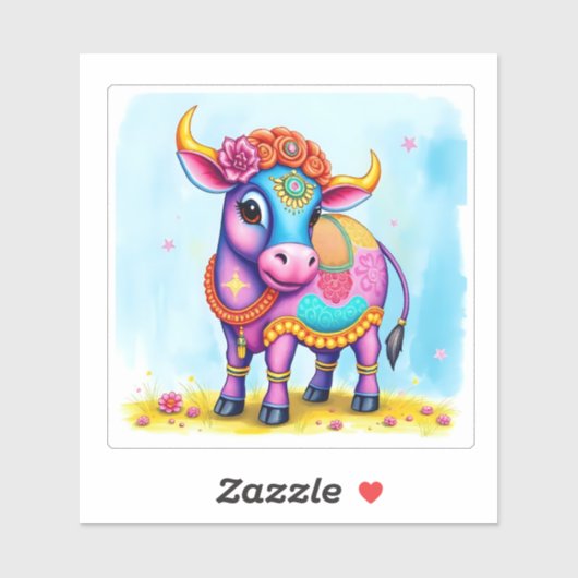 ディワリに変装したフェスティバルの聖なる牛 シール (シート)