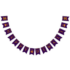 ディワリのお祝い パープル バンティングフラッグ