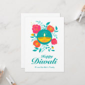 ディワリのグリーティングカード（名前入り） カード (正面/裏面インサイチュ)