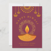 ディワリのランタン 祝祭の光のディヤ シーズンカード (正面)