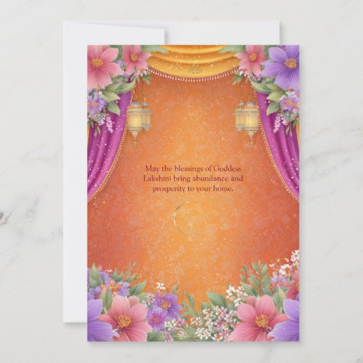 ディワリの休暇のグリーティングカード ランプの光の招待状 招待状 (裏面)