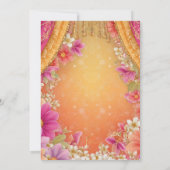 ディワリの幸せな願い 花柄 ピンク 黄色 紫 招待状 (裏面)