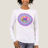 ディワリの輝き蓮の花のラングオリ トライブレンドTシャツ (正面)