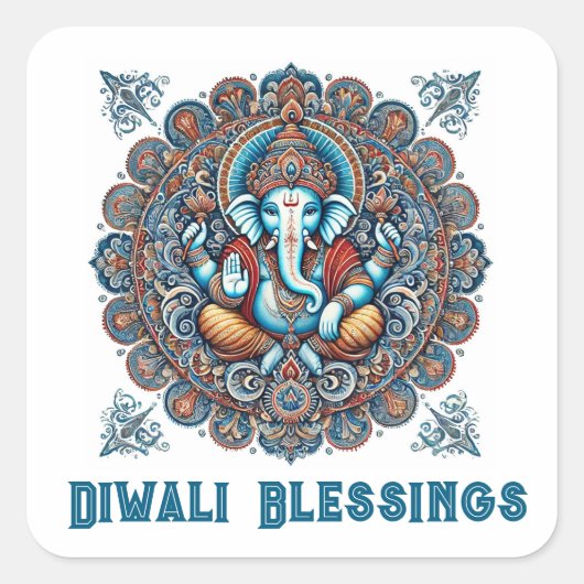 ディワリを祝う スクエアシール (正面)