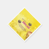 ディワリイエローマンダラランプピーコックパーソナライズされた スタンダードカクテルナプキン (角)