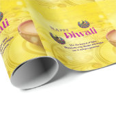 ディワリイエローマンダラランプピーコックパーソナライズされた ラッピングペーパー (ロールコーナー)