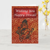 ディワリインディアンフェスティバルの光とガネーシャ カード (黄色い花)