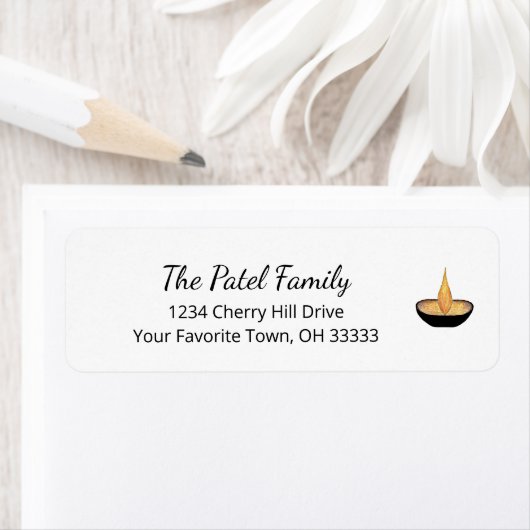 ディワリエレガントディヤランプ炎差出人住所 ラベル (インサイチュ)