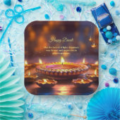 ディワリオレンジブラウンゴールデンランプディヤス ペーパープレート (パーティー)