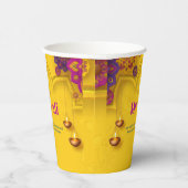 ディワリグリーティングイエローパープルパーソナライズされたフローラ 紙コップ (右)
