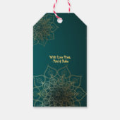 ディワリグリーン金ゴールドランプパーソナライズされた曼荼羅 ギフトタグ (裏面)