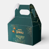 ディワリグリーン金ゴールドランプパーソナライズされた曼荼羅 フェイバーボックス (正面サイド)