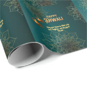 ディワリグリーン金ゴールドランプパーソナライズされた曼荼羅 ラッピングペーパー (ロールコーナー)