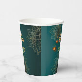 ディワリグリーン金ゴールドランプパーソナライズされた曼荼羅 紙コップ (右)