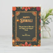 ディワリグリーン金ゴールドランプ華美フローラ縁ど 招待状 (スタンド正面)