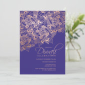 ディワリタイポグラフィバラ金ゴールドマンダラブルーパープル 招待状 (スタンド正面)