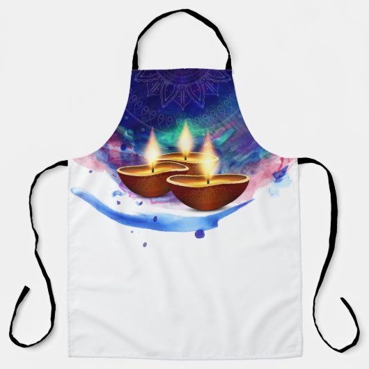 ディワリディヤスブルー絵を描ウォッシュ エプロン (正面)