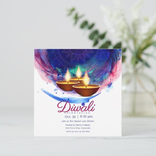 ディワリディヤスブルー絵を描ウォッシュ 招待状 (スタンド正面)