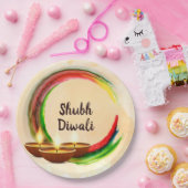 ディワリディヤス水彩画 ペーパープレート (パーティー)