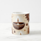ディワリパーソナライズされたディヤス&ランゴリ金ゴールド&ブロンズ コーヒーマグカップ (中央)