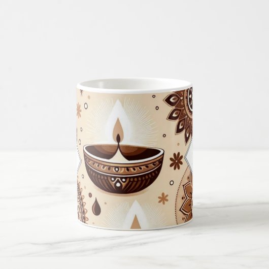 ディワリパーソナライズされたディヤス&ランゴリ金ゴールド&ブロンズ コーヒーマグカップ (中央)
